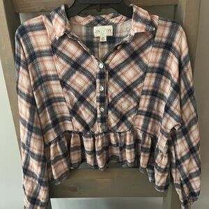 Jun & Ivy Plaid Button-Up Blouse